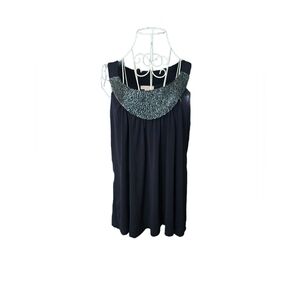 Chic Blue Sleeveless Blouse with Sequin Accent